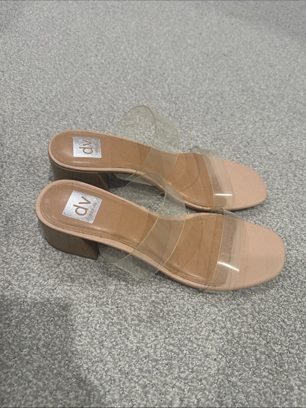 DV by Dolce Vita Nude Clear Strap Block Heel Sandals